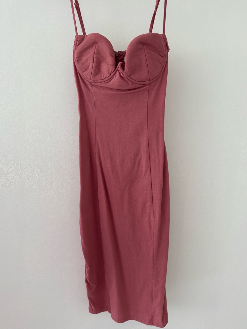 Rare London Rose Pink Sculpted Bust Midi Dress